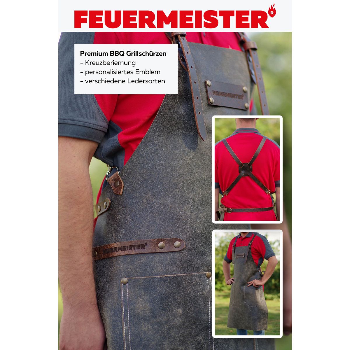 Angus Stoke Premium Grain Lederen Schort - Volledig Lederen
